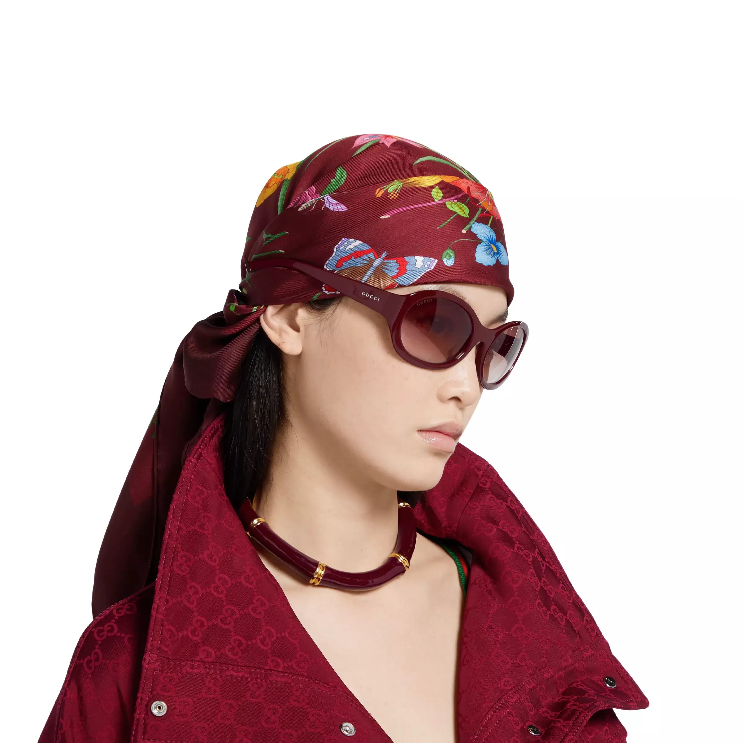 Occhiali da sole Gucci con montatura tonda - Rosso acceso