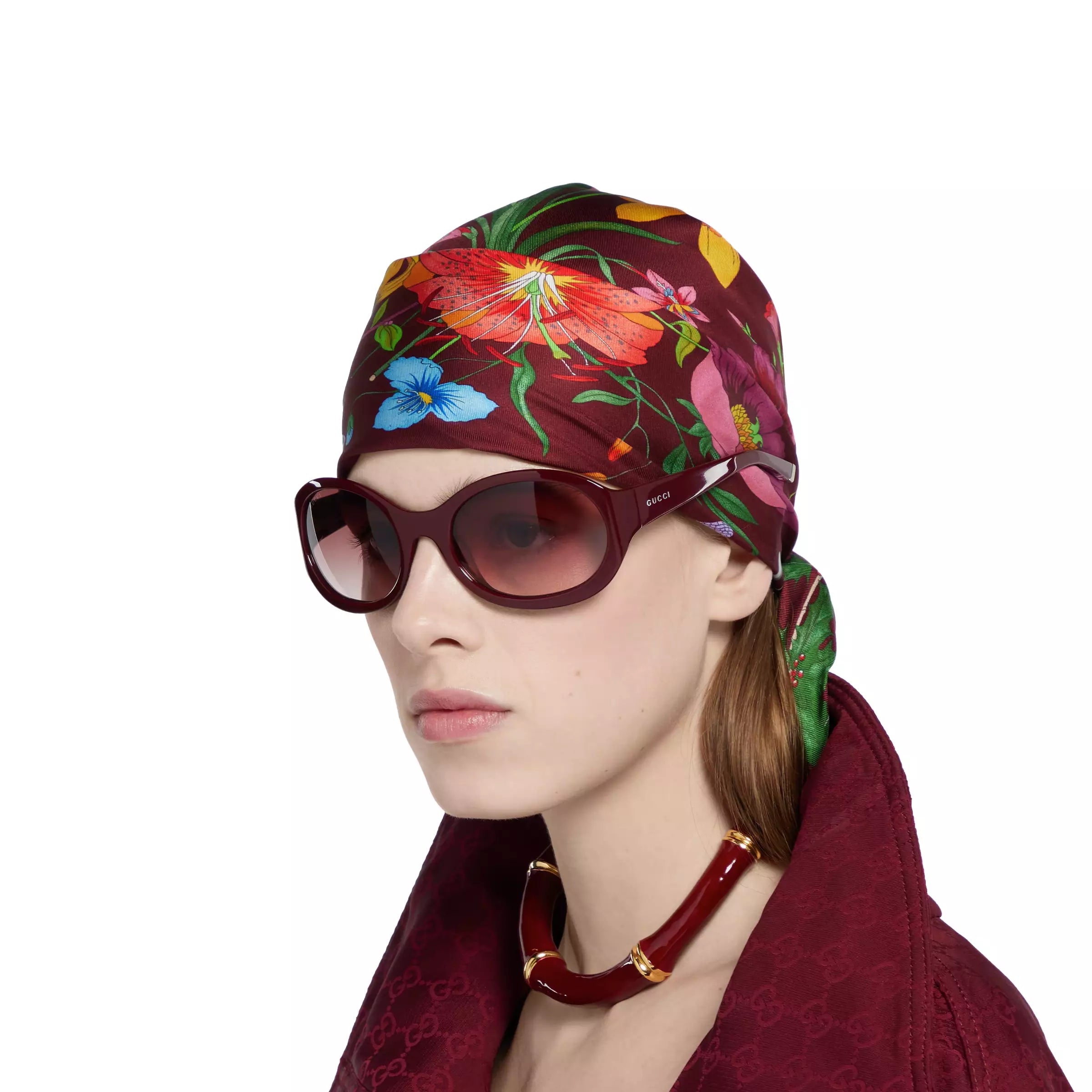 Occhiali da sole Gucci con montatura tonda - Rosso acceso