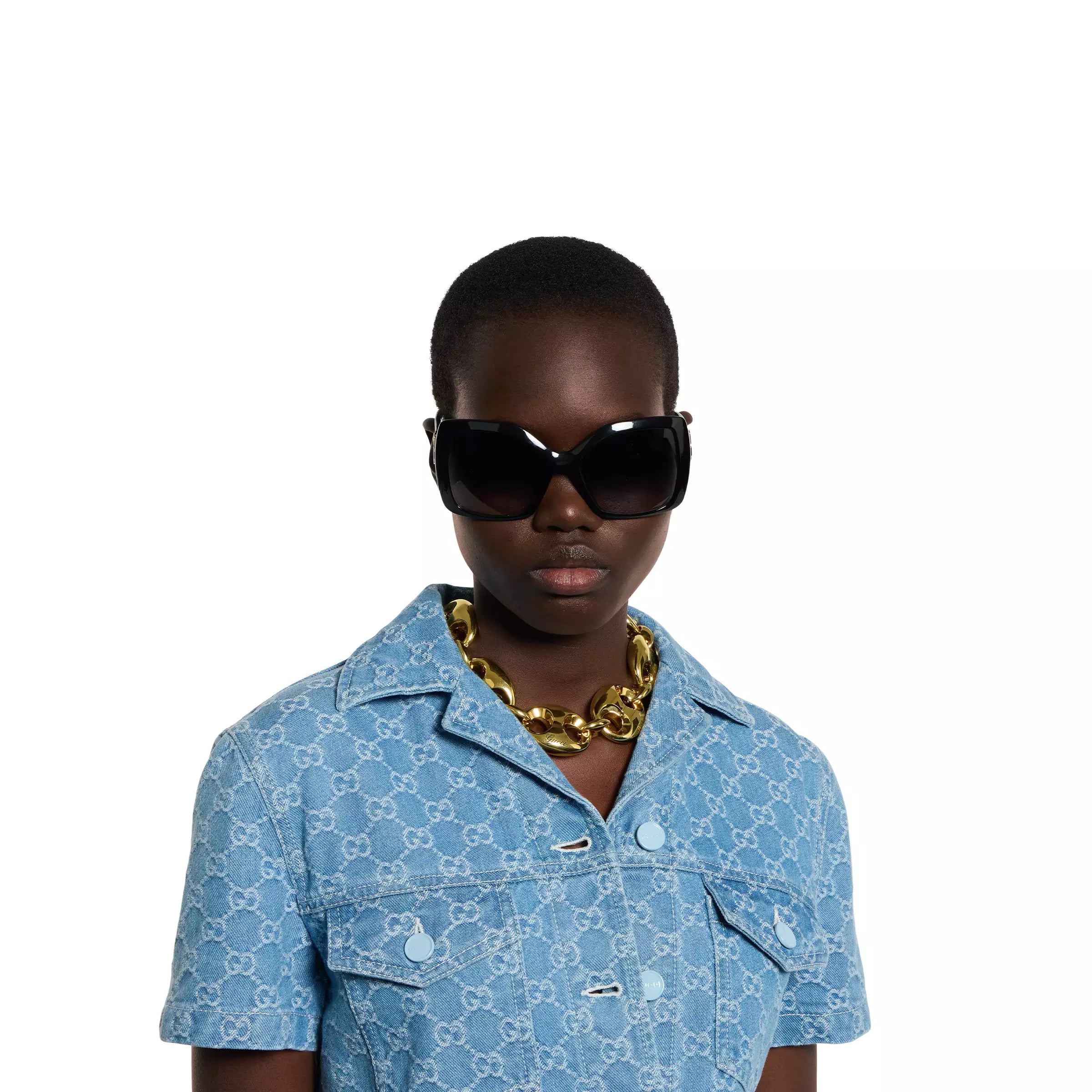 Occhiali da sole Gucci con telaio quadrato - Nero