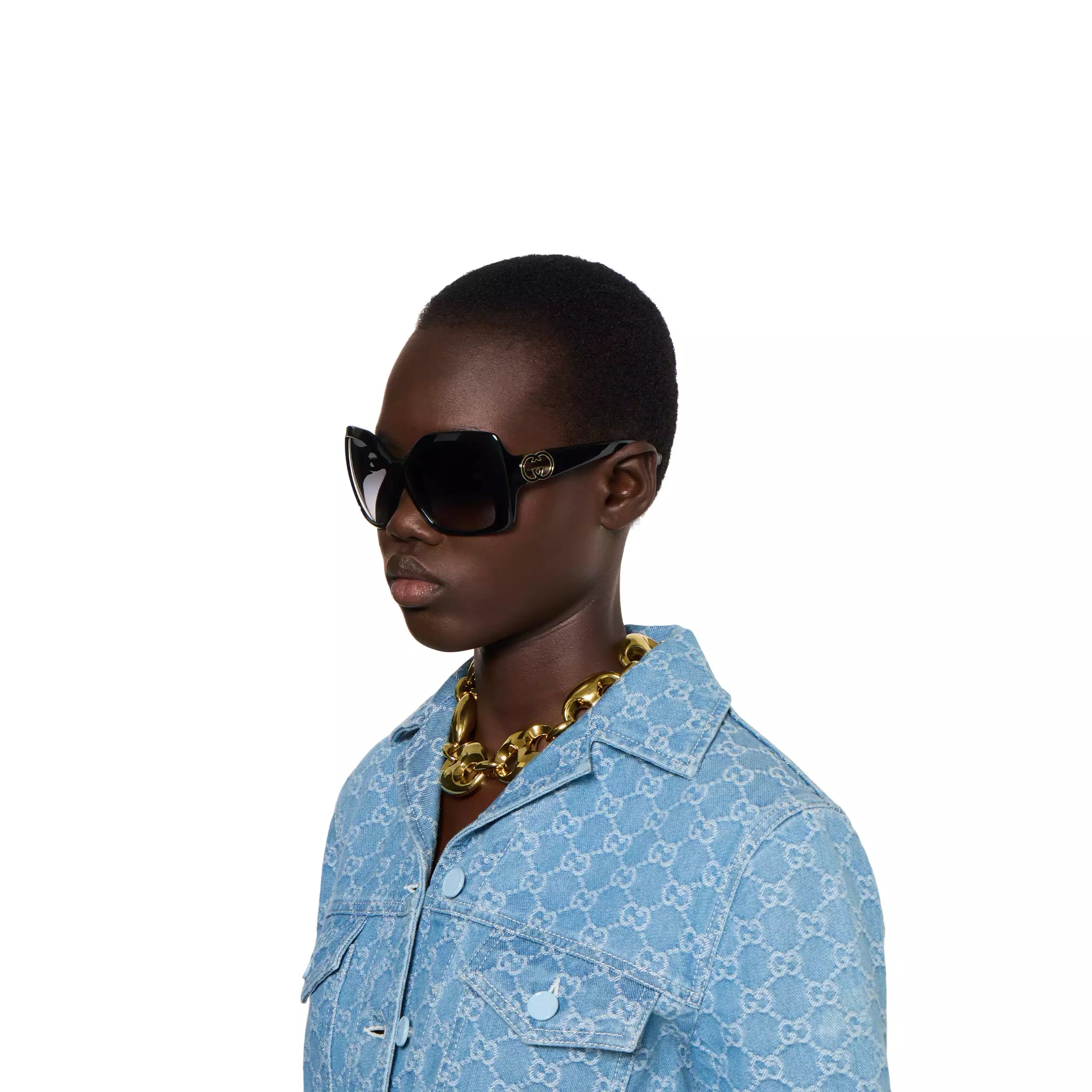 Occhiali da sole Gucci con telaio quadrato - Nero